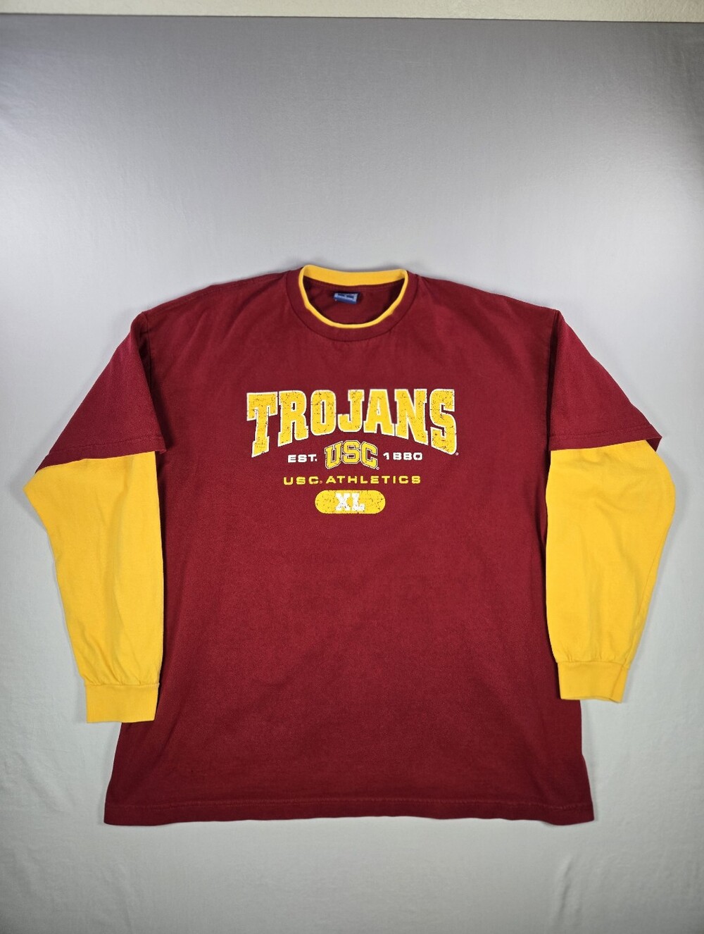 Vintage 90s Champs Team Edition USC Trojans Double Layer Long Sleeve Shirt XL